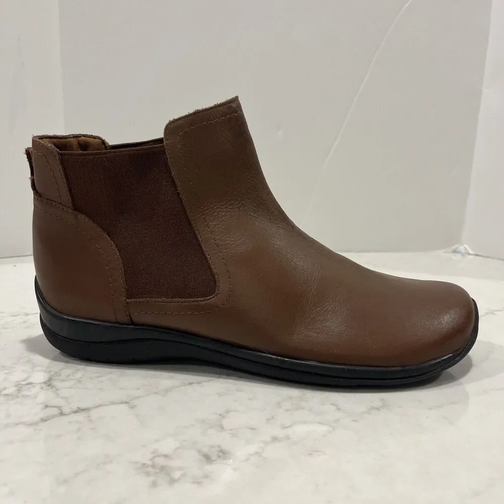 David Tate Womens 10.5 M Brown Leather Booties Shoes Pull On Ankle Chelsea‎